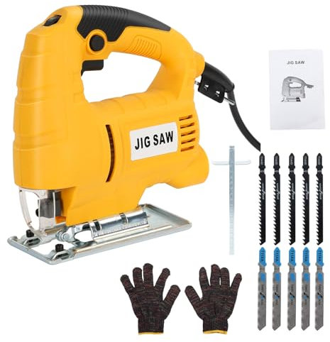 Wilitto Sierra de calar eléctrica, kit de herramientas de sierra de calar eléctrica con cable, sierra circular de 710 W, cortador de energía eléctrica para corte de madera, metal y plástico, 10