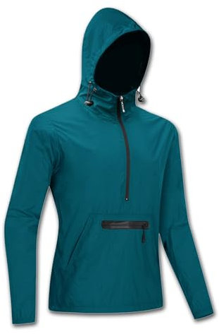 ARMAAN Fahrradjacke für Herren mit halbem Reißverschluss und Kapuze, wasserdicht, Winddicht Fahrrad-Windjacke hochelastisch feuchtigkeitsableitend Motorrad-Regenmantel Jogging-Fahrradmantel,Blue-L