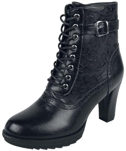 Gothicana by EMP Damen Schwarze Stiefeletten mit 8-Loch-Schnürung