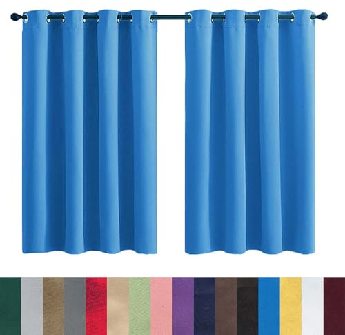 GAIFNAG Lot de 1 Rideau Occultants Isolant 160 x 250 cm Bloquer Lumiere, Rideau Phonique Anti Bruit Anti Froid Rideau Voilage Blanc pour Chambre Fenêtre Salon Coucher, Bleu Ciel