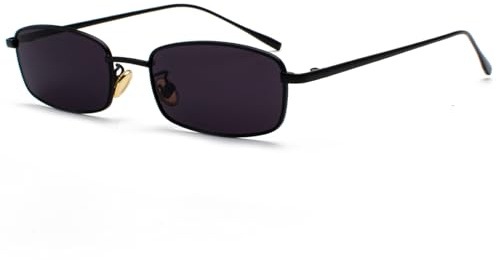 JCTAIFOO Retro Rechteck Sonnenbrille für Frauen Männer Quadratische Schmale Hip Hop Kleine Rahmen Sonnenbrille