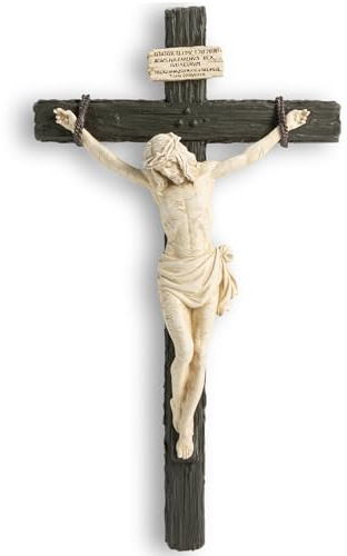 DevotedWalls 14 H Catholic Realistic Crucifix for Wall,Realistic Jesus Chirst Cross for Church, Chapels and Home,Catholic Wound Crucifix for Wall Hanging,Realistic Cross for Home(Black and White Color)