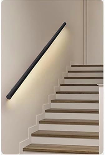 Aluminium-LED-Treppen-Handlauf mit leuchtendem Kabelgeländer für Innen- und Außenbereich, Wandmontage, Handgeländer in Schwarz (1,2 m)