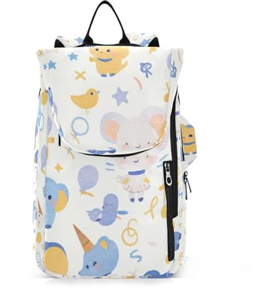 Amooorous Tennis-Rucksack für Erwachsene, groß, stabil, Cartoon, niedlicher blauer Elefant, für 2 Schläger für Teenager, Jungen, Mädchen, Männer, Frauen