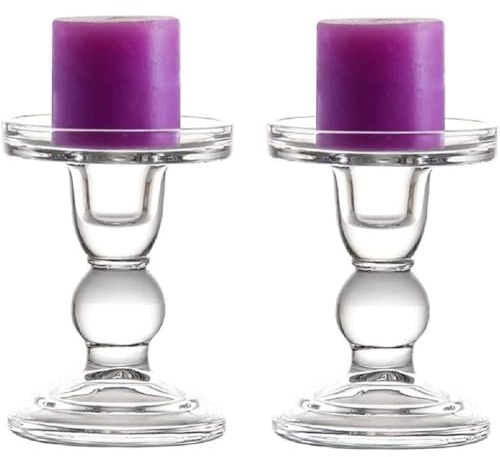 Huiyiwert 2 Stück Kristallglas Stabkerzenhalter Modern Klarglas Kerzenhalter Stumpenkerzen Stabkerzen Spitzkerzen Kerzenständer für Hochzeit Party Weihnachten Esstisch (11.5cm Höhe)