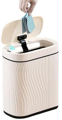 CAKEEYUM Poubelle de Salle de Bain Can 12 x 10 x 6 Capteur de Mouvement Corbeille Automatique Peut sceller Les poubelles imperméables de sceller avec Le Couvercle sans Touche Poubelle Intelligente