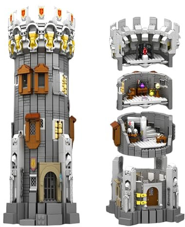 Fuleying Zauberer Turm Bausteine Bausatz, Mittelalterliche dunkle Burg Klemmbausteine, 1818 Teile MOC Architektur Bausteine, STEM Konstruktionsspielzeug für Erwachsene und Teenager