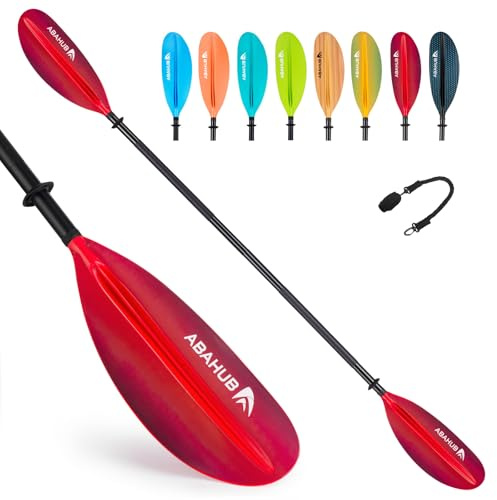 Abahub 241cm Kajak Paddel Aluminium Doppelpaddel mit Paddelleine für Kajakfahren Ruderboot Kanusport Aluminiumlegierungs Schaft Kunststoff Klingen Farbverlauf Rosa