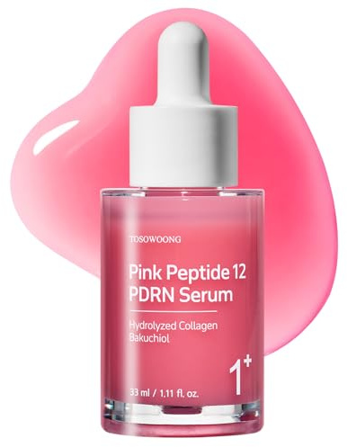 TOSOWOONG Pink Peptide 12 PDRN Suero con DNA de Salmón PDRN 10,320ppm, 12 Péptidos, Niacinamida, Hidratante, Reafirmante, Mejora el Tono de la Piel, Cuidado Facial Coreano, 33ml, 1.11 fl. oz.