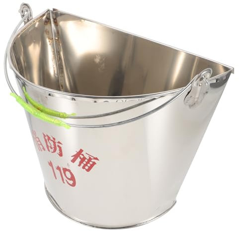 jojofuny Seau INOX pour Extincteur Maison Seau Léger pour Feu Conteneur Polyvalent pour Sable Eau Et Glace avec Poignée Pratique