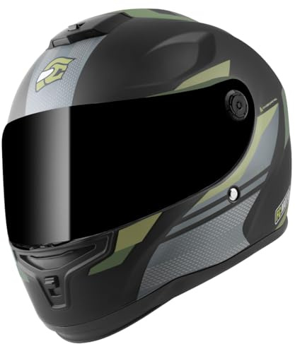 FC-Moto FF114B Zeron Helm, schwarz matt/grün, S | Beschlaghemmend