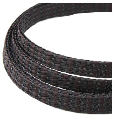 UYFRD Geflochtene Hülse, PP-Baumwolle, PET-Garn, 4, 8, 12 mm, weiche Drahtwicklung, isolierter Kabelschutz, Kabelschutz, Kabelschlauch, Ummantelung (Braun / Schwarz, 04 mm _ 10 m)