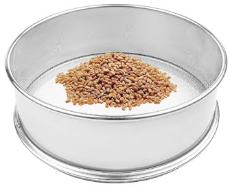 Stainless Steel Flour Sifter - 40 cm Fine Mesh Laboratory Test Sieve - Professional Baking Strainer for Patisserie, Pastry, and Culinary Use