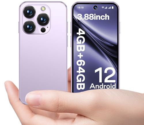 JoyZap 4G Mini Smartphone Unlocked Edition,3.88-inch HD Full Screen,1950mAh Battery,Android 12, Kids & Students - Small Smart Mobile Phones,Supports GPS Location & Face Recognition (pale pink).