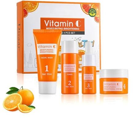 Set per la cura della pelle, Kit per la Cura Della Pelle alla Vitamina C,Skincare Kit Anti-Età l'idratazione Intens Schiarisce le Macchie Pigmentarie Adatto a Tutti i Tipi di Pelle