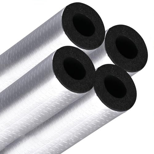 CMJYMX 4 Pièces Tuyau Isolation Mousse Isolation De Tuyau Phonique Tuyau ID 22-275 MM, Tube D'isolation Thermique Ignifuge Étanche avec Feuille D'aluminium(90mmx20mmx95cm)