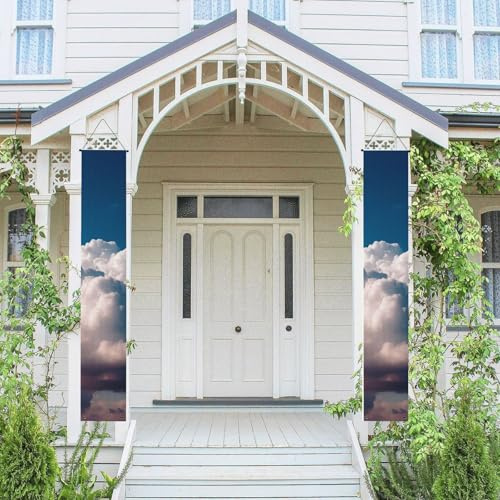 2 Stück Türbanner Veranda Banner blau Willkommen hängende Banner Flagge Frühling Sommer Veranda Schild für Haustür Wand Hintergrund Haustür Schild Party Dekor Foto Hintergrund