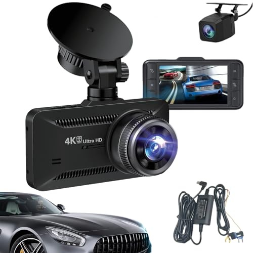 osmo dashcam pro, 4k dashcam,botslab,Dasch-cam Auto 360 Grad 4k kabellos,mit 3,94 Bildschirm/Vorne & hinten/Autokamera mit 170° Weitwinkelansicht/Nachtsicht -Sens+1080P+Acc-Abwärtskabel