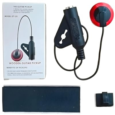 Pastilla para guitarra | Transductor eléctrico para guitarra | Para instrumentos como violín y banjo con micrófono y afinador de sonido para viajes, rendimiento desde, estudio, práctica doméstica para