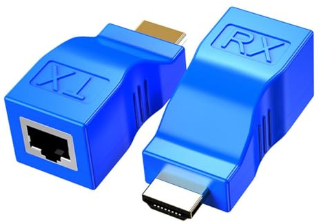 SHOOYIO 1 paire d'adaptateurs HDTV vers Ethernet sur câble Cat5/Cat6 avec protection contre les tonnerres pour rallonge HDMI 1080p