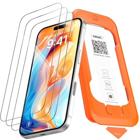 NEW'C 3 Stück Full Screen für iPhone 16 Plus,iPhone 15 Plus Panzerglas (6,7 Zoll), Schutzglas [Auto-Installation], Frei von Kratzern, 9H Härte, Displayschutzfolie, Ultrabeständig folie