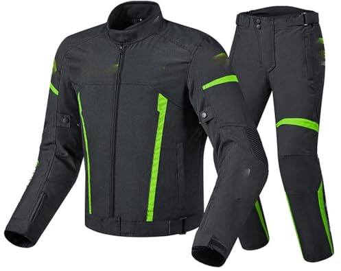 Motorrad Herren Motorradanzug Mit Protektoren, Wasserdichte Motorradjacke Mit Reflektoren, Atmungsaktive Und Wasserdichte Motorradhose Motorrad Spotlich Für Vier Jahreszeiten A,XL