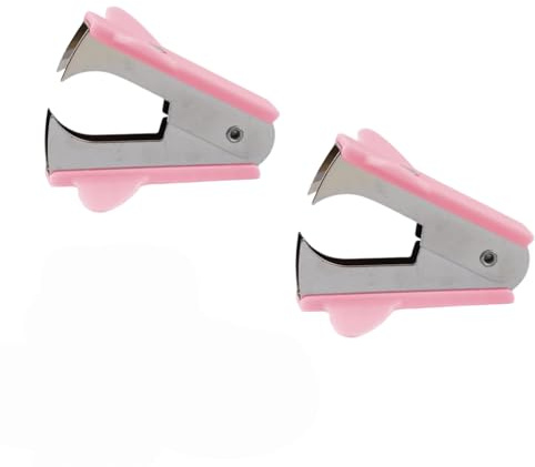 2Pcs Pink Staple Removers - Modern Plastic Staple Pullers with Non-Slip Handles | Easy-Grip Stapler Removal Tools for Students, Teachers | Perfect for Home, School & Office Use