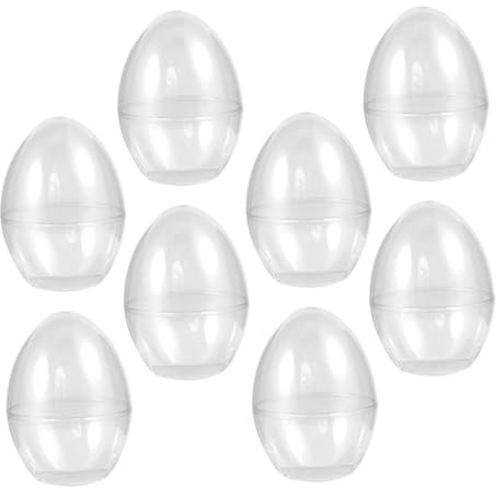 TOPPERFUN 8pcs Plastic Fillable Easter Eggs Flat Bottom, Jumbo Candy Storage Boxes for Spring Party Decorations and DIY Crafts, 90x90x120mm