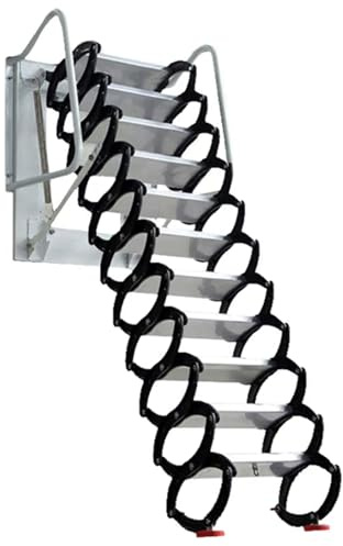 bodentreppe Dachbodentreppe, an der Wand montierte, klappbare Dachbodenleiter, einziehbare, zusammenklappbare Treppe, Dachbodentreppe, weiß, kaltgewalzter Stahl, manuell dachbodenleiter(1.7-2m)