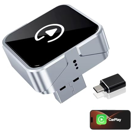 Carplay - Adattatore wireless per auto Android per iPhone ios 10+ e sistema Android 11+, collegamento rapido, controllo stabile, nessun ritardo, design in metallo (argento)