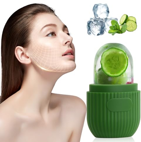 Reusable Ice Roller, Ice Roller for Face,Eyes,and Neck, Eye Roller for Wrinkles, Face Roller for Puffiness, Natural Skincare Tool, Instant Cooling and Puffiness Reduction, Green