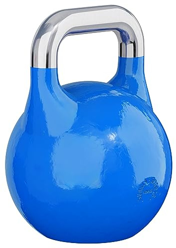 GORILLA SPORTS® Competition Kettlebell 8–40 kg, Massivstahlguss, 9 Farben | Bodenschonende Wettkampf-Kugelhantel mit rutschfestem Griff und flachem Boden; Schwunghantel für Fitness und Krafttraining