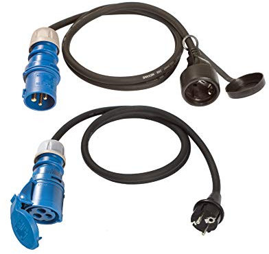 ViD® 2X Adapterleitung CEE Stecker Kupplung 230V Camping H07RN-F 3x2,5mm² 16A 1,5m