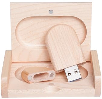 Yaxiny, chiavetta USB 2.0 in legno d'acero, con scatola di legno 2.0 2.0/8GB