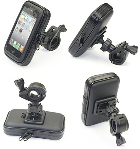 Cheeroyal Universel 360° Étanche Interrupteur Support Moto Shell Support de Téléphone Portable Support de Rétroviseur Convient pour Samsung Note iPhone LG HTC