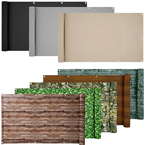 ESTEXO PVC Balkonsichtschutz Balkonbespannung Sichtschutz Balkonverkleidung Blickdicht mit Befestigungsschnur (0,75 x 6,0 Meter, Hellgrau)