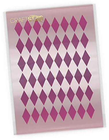 CraftStar Small Jester Harlequin Pattern Stencil - Reusable Craft/Airbrush Seamless Pattern Stencil