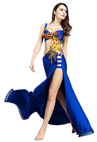 ROYAL SMEELA Bauchtanz Kostüm Set BH und Rock Frauen Bauchtanz Kleid Exquisite Phoenix Totem Bauchtanz Kleidung Anzug Bauchtanz Maxirock Tanz Outfits übergroß