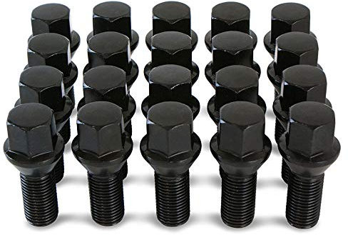 20 x Black Chrome Wheel Bolts Compatible With VW Volkswagen Golf with Aftermarket Alloy Wheels PN.SFP-20BM14B162