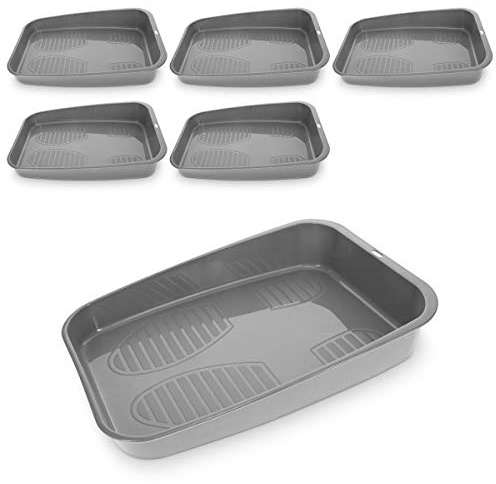Navaris Schuhablage schuhabtropfschale Set - 6 x Set aus Kunststoff Schuhablagen für Schuhe - Schuhmatte Abtropfmatte - Schuhwanne schmal - Schuh Abtropfmatte klein - Schuhtablett