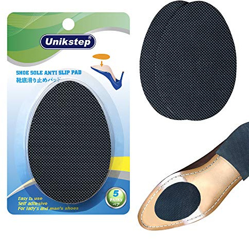 Unikstep 5 par skosulor-halkfria handtag, halkfria självhäftande gummikuddar, skobotten och hälbrusreducerande klistermärken och skydd (svart)