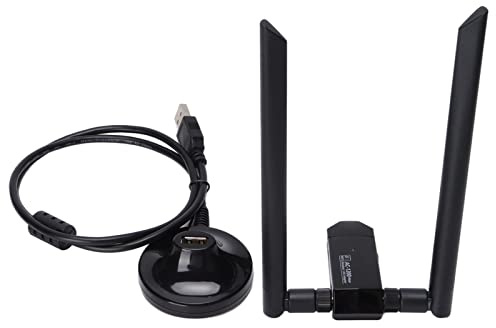 Adaptador WiFi USB 3.0, Adaptador de Red Inalámbrica para PC de Escritorio, Dongle Wi-Fi MU-MIMo de Banda Dual de 1200Mbps 2.4G / 5G con Antena Dual Externa Compatible con 7/8 / 8.1/10 / XP