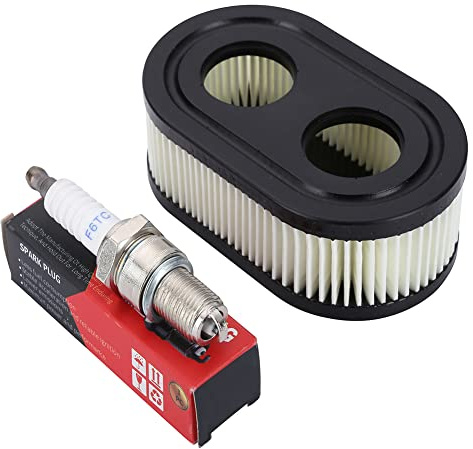 Moritale Luftfilter Zündkerzen für Briggs & Stratton Viking Rasenmäher Ersatzteile Motorenserie 550E 550EX 675 Eco-Plus 575EX Series (1 Luftfilter & Zündkerzen)