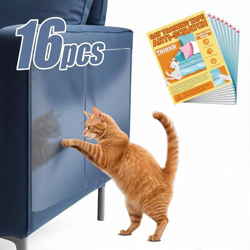 THLHKD Cinta repelente de rascadores para gatos, paquete de 16, adhesivo de doble cara, transparente, uso en interiores, para muebles, protector de sofá, seguro para niños y mascotas