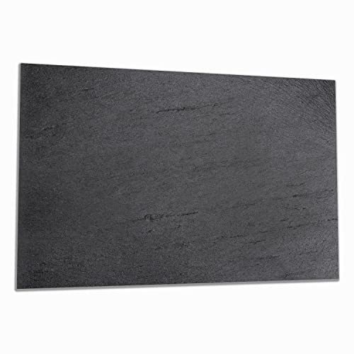 Wallario Herdabdeckplatte/Spritzschutz aus Glas, 1-teilig, 80x52cm mit 13 mm hohen Füßen, für Ceran- und Induktionsherde, Schwarze Schiefertafel Optik - Steintafel