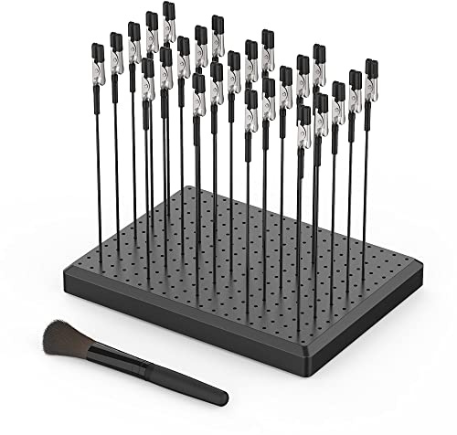 Model Painting Stand Base (19 x 14 Holes) and 25PCS Alligator Clip Sticks Set (with Durable Rubber Tips) Modeling Tools for Airbrush Spray, for Gundam Hobby Model Parts Holder (7.87 x 5.9Inch)…