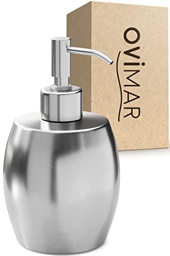 ovimar Hammeren dispenser di sapone | argento | acciaio inox dall'aspetto elegante | adatto per sapone liquido, sapone secco, detersivo o disinfettante | in cucina o in bagno