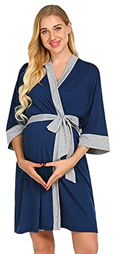 Robe de maternité: Peignoir pour femmes enceintes - Peignoir doux pour l'allaitement - Peignoir de nuit d'allaitement/Pyjama de nuit/Chemise de nuit d'allaitement/Chemise de maternité/Chemise de nuit