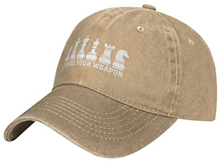 Unisex Baseballkappe Verstellbar Wählen Sie Ihre Waffe Schach Cowboy Kappe Lässig Atmungsaktiv Sonnenhut für Männer Frauen Natur, natur, One size