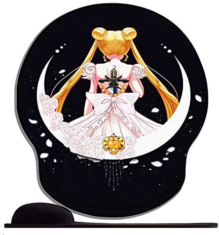 Tapis de Souris Ergonomique - Tapis de Souris Gamer avec Repose Poignet en Gel, avec Repose-Poignet Gaming Mouse Pad pour Ordinateur et Ordinateur Portable Anime Fille Sailor Moon Sty21